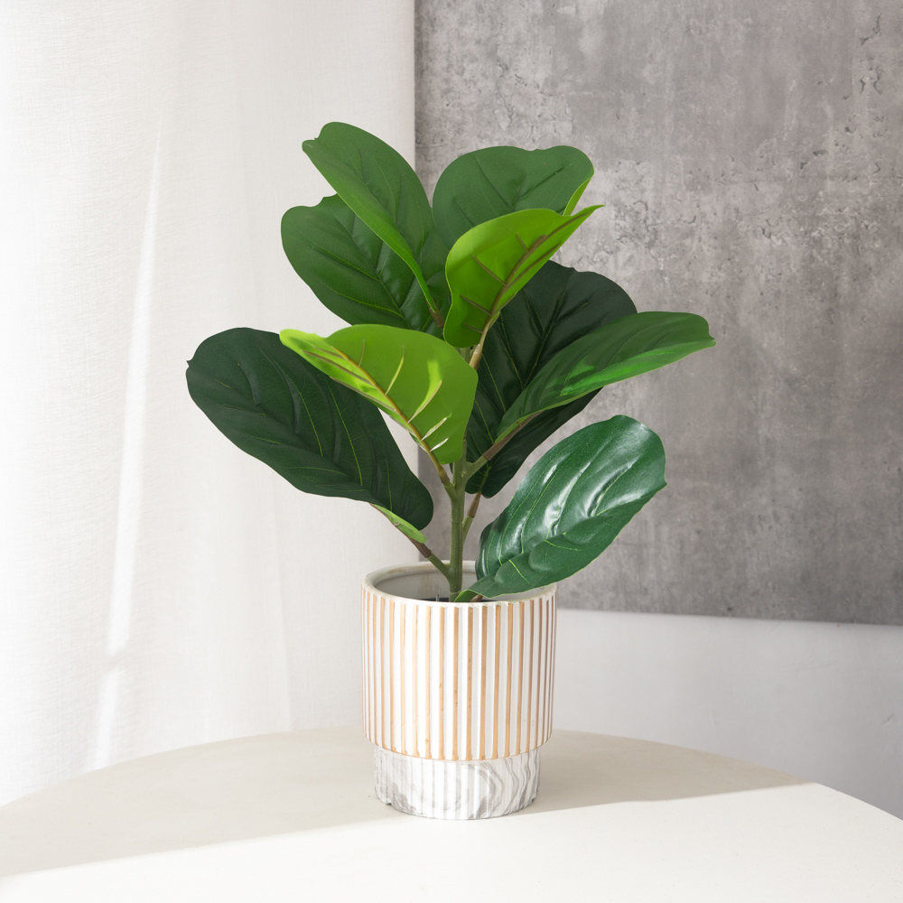 Rubber Plant Ficus - 38cm 9 widelców Sztuczne rośliny figowe